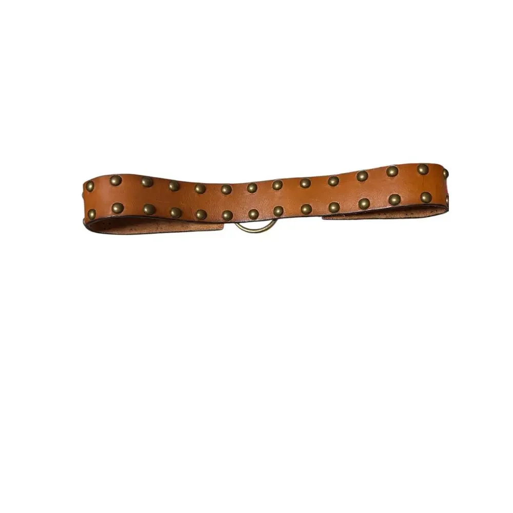 Abercrombie & Fitch Studded Leather Belt Brown Size Small 42” - Picture 5 of 6